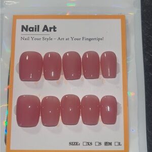 10 PC Mauve Pink Hand Crafted Nails NWT (S,M,L)